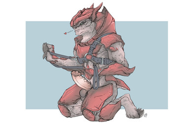 4_balls balls erection genitals grin harness harness_ring heart_reaction heart_symbol kneeling leash male multi_balls multi_genitalia muscular muscular_male nubbed_penis nude o-ring penis ring_(hardware) smile solo patrikthedog bioware electronic_arts mass_effect alien krogan