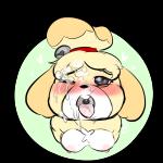 anthro blush bodily_fluids breasts chest_tuft cum cum_on_face female fur genital_fluids hair nipples nude one_eye_closed open_mouth simple_background solo tongue tongue_out tuft uvula yellow_body yellow_fur vallycuts animal_crossing nintendo isabelle_(animal_crossing) canid canine canis domestic_dog mammal shih_tzu toy_dog 1:1 2017 alpha_channel