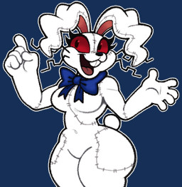 5_fingers anthro bent_arm bent_leg big_butt black_nose blue_bow_tie bow_tie breasts buckteeth butt cotton_tail crooked_whiskers curvy_figure eyelashes featureless_breasts featureless_crotch female female_anthro fingers fur gesture hand_gesture hourglass_figure long_ears medium_breasts navel open_mouth open_smile outline pink_inner_ear pointing pose red_eyes red_sclera scut_tail seam_(sewing) short_tail simple_background smile solo sparkles stitch_(sewing) straight_leg tail teeth thick_thighs transparent_background whiskers white_body white_fur white_outline wide_hips nanocorpx five_nights_at_freddy's five_nights_at_frickbear's_(series) five_nights_at_frickbear's_3 scottgames vannabelle_dewlap vanny_(fnaf) lagomorph leporid mammal rabbit 2026 absurd_res alpha_channel colored digital_drawing_(artwork) digital_media_(artwork) english_description hi_res portrait three-quarter_portrait