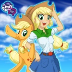 applejack_(eg) applejack_(mlp) belt blonde_hair boots breasts clothed clothing cowboy_hat cutie_mark denim_skirt duo equestria_girls equine female feral freckles friendship_is_magic fur green_eyes hair hat horse human humanized my_little_pony orange_fur orange_skin pony size_difference skirt smile square_crossover standing teeth uotapo
Rating: Safe
Score: 11
User: darknessRising
Date: August 14, 2013