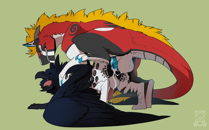 all_fours anal anal_penetration ass_up backsack balls beak blue_penis bodily_fluids claws clenched_teeth cum cum_drip cum_in_ass cum_inside cum_on_balls cum_string doggystyle dripping duo eyes_closed feathered_wings feathers feral feral_on_feral feral_penetrated feral_penetrating feral_penetrating_feral from_behind_position fur genital_fluids genitals horn interspecies knot male male/male male_penetrated male_penetrating male_penetrating_male one_leg_up open_mouth orgasm penetration penile_spines penis perineum quadruped raised_leg ridiculous_fit sex spots step_position stretched_anus tail tapering_penis teeth tight_fit tongue wings korichi mythology faunoiphilia veskin avian bird corvid corvus_(genus) dragon felkin furred_dragon furred_scalie gryphon mythological_avian mythological_creature mythological_scalie oscine passerine raven scalie 2015