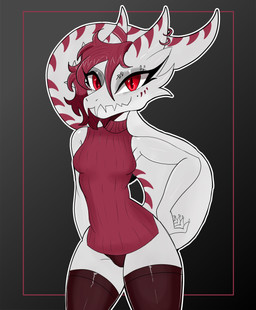 anthro biped breasts claws clothed clothed_anthro clothed_female clothing ear_piercing ear_ring eyebrow_piercing facial_piercing female finger_claws fingers front_view grey_background grey_body hair humanoid_hands legwear long_tail looking_at_viewer markings medium_breasts medium_hair non-mammal_breasts panties piercing pose red_body red_clothing red_eyes red_hair red_legwear red_panties red_sweater red_thigh_highs red_topwear red_underwear ring_piercing simple_background smile solo standing striped_markings stripes sweater tail thigh_highs topwear underwear virgin_killer_sweater gothgator0 meme_clothing kobold scalie absurd_res hi_res meme portrait three-quarter_portrait
