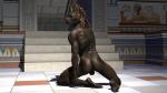 3d_(artwork) anthro anubian_jackal anubis backsack balls biped butt butt_pose canid canine canis deity digital_media_(artwork) egyptian egyptian_mythology feet full-length_portrait genitals hair hi_res hieroglyphics humanoid_feet jackal kneeling long_hair looking_at_viewer looking_back male mammal middle_eastern_mythology muscular muscular_anthro muscular_male mythology nude plantigrade portrait pose rear_view solo source_request temple wooky yellow_eyes