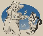 age_difference anthro apron apron_aside apron_only baking_tray big_breasts big_butt big_tongue breasts butt cheek_tuft clothing cookie duo eyebrows eyeshadow facial_tuft female food frustrated grimace hair larger_female long_hair long_tail long_tongue makeup male mostly_nude nipples older_female size_difference smaller_male steam tail thick_thighs tongue tongue_out tuft younger_male dimidotfurr animaniacs warner_brothers minerva_mink wakko_warner canid canine mammal mink mustelid musteline true_musteline 2025 digital_drawing_(artwork) digital_media_(artwork) hi_res monochrome signature tagme