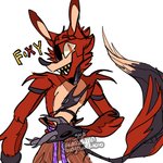 4_fingers anthro arm_tuft bottomwear claws clothing eye_patch eyebrows eyewear fingers fur head_tuft long_tail machine male pirate pupils red_body red_fur sharp_teeth shorts shoulder_tuft slit_pupils smile tail teeth text tuft kinoselynn five_nights_at_freddy's scottgames foxy_(fnaf) animatronic canid canine fox mammal robot 1:1 2020 english_text hi_res