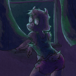 anthro athletic_wear bodysuit bottomwear clothing dim_lighting eyewear fur fur_tuft glasses green_bodysuit green_clothing green_eyewear green_glasses green_skinsuit gym_bottomwear gym_shorts horn looking_at_viewer looking_back looking_back_at_viewer male night pink_bottomwear pink_clothing pink_eyes pink_shorts shorts skinsuit solo tight_clothing tuft white_body white_fur window window_curtains zottgrammes deltarune undertale_(series) ralsei bovid caprine goat mammal 1:1 hi_res