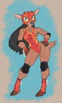 anthro female lucha_libre_mask luchador mask muscular muscular_female solo sports_mask sportswear wrestler wrestling_mask chamma_retsuden fangs_(chamma_retsuden) deer mammal water_deer absurd_res hi_res