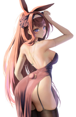 blue_eyes breasts butt clothing dress female gloves hair handwear looking_at_viewer looking_back looking_back_at_viewer red_clothing red_dress red_hair simple_background smile solo tail white_background white_clothing white_gloves white_handwear egoswans arknights hypergryph studio_montagne ray_(arknights) animal_humanoid humanoid lagomorph lagomorph_humanoid leporid_humanoid mammal mammal_humanoid rabbit_humanoid 2025 absurd_res digital_media_(artwork) hi_res