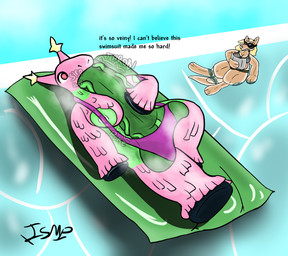 anthro autofellatio autotitfuck balls big_balls big_penis breast_play breasts duo ear_tuft female genitals gynomorph hoof_hands hooves huge_penis hyper hyper_genitalia hyper_penis inflatable intersex lying masturbation musk musk_cloud oral oral_masturbation penile penile_masturbation penis pinata pool pool_float skimpy_bikini solo_focus sunbathing text throbbing throbbing_penis tuft vein veiny_penis water ishitmypants affy_(ishitmypants) animate_inanimate kangaroo living_inflatable living_pinata macropod mammal marsupial english_text trans_(lore) trans_woman_(lore)