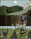 angry anthro clothed clothing eyes_closed forest forest_background gloves handwear male nature nature_background onomatopoeia plant rock solo sound_effects standing text topless topless_male tree 60percentscalie vauruk bat mammal 4:5 comic hi_res