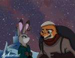 angry anthro clothing duo ear_piercing female gloves handwear male piercing snow standing apheront disney zootopia judy_hopps nick_wilde canid canine fox lagomorph leporid mammal rabbit red_fox true_fox crossover hi_res