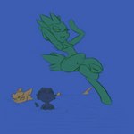 anthro clothing female feral group swimming swimwear trio telsie orange_cream pooky_(pooky's_goodra) equid equine fish horse kobold mammal marine pony scalie shark 1:1 absurd_res hi_res