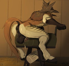 ahegao anthro anus athletic athletic_male balls big_balls bodily_fluids breeding_mount butt cum cum_collecting cum_strand cum_string eye_roll fucked_silly genital_fluids genitals half-closed_eyes leaking_cum looking_pleasured male narrowed_eyes orgasm_face puffy_anus saliva solo sweat sweaty_butt sepiaflux european_mythology greek_mythology mythology rowan_(thatonebirb) avian hippogriff hybrid mythological_avian mythological_creature 2023