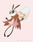 ambiguous_gender antennae_(anatomy) big_eyes black_arms black_legs compound_eyes ribbons simple_background solo stick_arms stick_calves stick_legs stick_limbs stick_thighs thin_calves thin_legs thin_thighs wings yellow_body flashquatsch nintendo pokemon arthropod generation_7_pokemon pokemon_(species) ribombee shiny_pokemon hi_res watermark