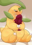 absurd_res bayleef bodily_fluids dildo female feral generation_2_pokemon genital_fluids genitals hi_res nintendo pokemon pokemon_(species) pussy sex_toy solo thick_thighs type vaginal_fluids yellow_body
