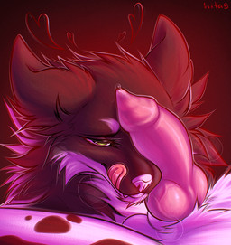 animal_genitalia animal_penis anthro black_body black_fur bodily_fluids breath canine_genitalia canine_penis duo fur genital_fluids genitals green_eyes grey_body grey_fur knot knotted_penis male male/male markings panting penis precum solo_focus spots spotted_body spotted_fur white_body white_fur white_nose hita9 ulfgeirr_lindberg canid canine canis mammal wolf hi_res