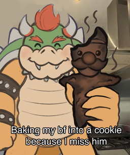 5_fingers anthro appliance armband baking black_armband black_bracelet blush bracelet burnt_food closed_smile collar cookie cooking curved_horn eyebrows eyes_closed fangs featureless_crotch fingers fist food front_view green_shell hair happy holding_cookie holding_food holding_object horn inside jewelry king kitchen male male_anthro mouth_closed multicolored_body multicolored_scales orange_eyebrows photo_background royalty scales shell short_hair smile smoke solo spiked_collar spiked_shell spikes spikes_(anatomy) standing stove studded_armband studded_bracelet studded_jewelry studs tail tan_body tan_scales teeth text thick_eyebrows white_horn white_spikes yellow_body yellow_scales yellow_tail didy414 baking_my_long_distance_bf_into_a_cookie_because_i_miss_him mario_bros nintendo bowser luigi koopa scalie 2024 colored digital_drawing_(artwork) digital_media_(artwork) english_description english_text hi_res meme mixed_media photography_(artwork) shaded