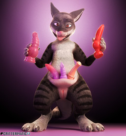 anthro dildo female looking_at_viewer sex_toy solo conditional_dnp crittermatic biscuit_(crittermatic) macropod mammal marsupial 3d_(artwork) digital_media_(artwork) hi_res
