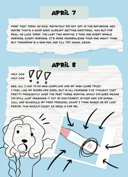 anthro braided_hair female hair impregnation journal line_art_only meme_pose polaroid pregnancy_test solo text wavy_hair rroostersauce daisybeagle beagle canid canine canis domestic_dog hunting_dog mammal scent_hound absurd_res comic english_text hi_res line_art meme