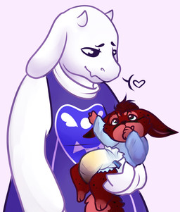 ambiguous_gender anthro bodily_fluids clothing diaper duo feces fur genital_fluids hair scatplay shirt simple_background soiled_diaper soiling speech_bubble standing topwear unclean_diaper urine used_diaper wet_diaper wetting young young_anthro monsterbunny undertale_(series) toriel boss_monster_(undertale) 2015 archived_source digital_drawing_(artwork) digital_media_(artwork)