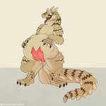 2_penises animal_genitalia anthro belly big_belly biped diphallism erection eyes_closed genital_slit genitals huge_belly male multi_genitalia multi_penis penile penis solo foulfur reptile scalie 1:1 2021 colored hi_res watermark