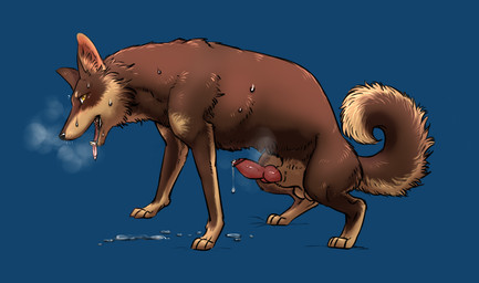 animal_genitalia animal_penis balls bodily_fluids brown_body brown_fur canine_genitalia canine_penis censor_bar erection feral fur genital_fluids genitals ineffective_censorship knot male open_mouth penis precum rounded_back solo sweat tongue tongue_out yellow_eyes denmoko canid canine canis domestic_dog mammal censored hi_res