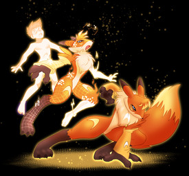 ambiguous_gender anthro evolution_(transformation) eyewear fluffy fluffy_tail fur glasses glasses_off human_to_anthro long_tail male nude nude_anthro orange_body orange_fur solo species_transformation tail three_frame_sequence transformation transformation_sequence wearing_glasses p-aei bandai_namco digimon lockely canid digimon_(species) human mammal renamon absurd_res hi_res