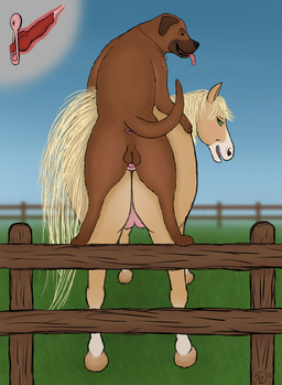 animal_genitalia animal_penis animal_vulva anus balls blonde_hair blonde_mane blue_sky bodily_fluids brown_body brown_fur canine_genitalia canine_penis clitoris cum cum_in_vagina cum_inside duo equine_genitalia equine_vulva eye_contact female female_penetrated fence feral feral_on_feral feral_penetrated feral_penetrating feral_penetrating_feral from_behind_position fur genital_fluids genitals grass green_eyes hair internal interspecies jewelry knot knotted_penis knotting larger_female larger_feral larger_penetrated looking_at_another male male/female male_penetrating male_penetrating_female mane markings mounting necklace orange_eyes pasture penetration penis pink_vulva plant scar sex size_difference sky smaller_feral smaller_male tail teats teeth tongue tongue_out udders vaginal vaginal_knotting vaginal_penetration vulva white_markings maklykan canid canine canis domestic_dog equid equine horse mammal mastiff molosser absurd_res hi_res