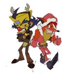 anthro blush christmas_clothing clothing costume duo embarrassed holidays male male/male one_eye_closed wink sasiskavteste1 activision christmas crash_bandicoot_(series) crash_bandicoot doctor_neo_cortex bandicoot human mammal marsupial hi_res