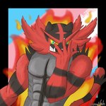 abs abstract_background anthro covering covering_face fangs fire green_eyes jojo_pose lgbt_pride looking_at_viewer male mastectomy_scar muscular muscular_male pride_colors scar solo spikes teeth transgender_pride_colors visibly_trans lumiwah nintendo pokemon generation_7_pokemon incineroar pokemon_(species) 1:1 2024 absurd_res artist_name digital_drawing_(artwork) digital_media_(artwork) half-length_portrait hi_res portrait shaded signature trans_(lore) trans_man_(lore)