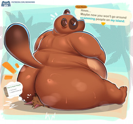 ambiguous_gender anthro belly big_belly big_butt blue_eyes butt butt_smother butt_squish dialogue duo facesitting glistening glistening_butt huge_butt interspecies looking_at_another looking_back looking_back_at_another male male/ambiguous obese obese_anthro obese_male overweight overweight_anthro overweight_male sagging_butt sitting_on_another smothering speech_bubble squish tail text thick_thighs el_booki animal_crossing nintendo crazy_redd tom_nook_(animal_crossing) canid canine fox mammal raccoon_dog tanuki english_text hi_res
