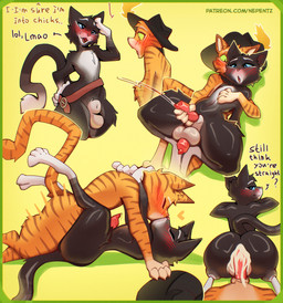 anal anal_penetration animal_genitalia animal_penis anthro arms_around_neck arms_around_partner balls balls_deep balls_on_penis belt big_butt biped black_body black_fur black_tail blue_eyes blush bodily_fluids bubble_butt butt canine_genitalia canine_penis casual_exposure cheek_tuft claws clothing crossgender cum cum_in_ass cum_inside cum_overflow cumshot curvy_figure dialogue digitigrade dominant dominant_male duo ejaculation erection facial_tuft feline_genitalia feline_penis femboy foreplay from_behind_position from_front_position ftm_crossgender fully_sheathed fur fuzzy genital_fluids genitals glistening glistening_balls glistening_body glistening_butt glistening_genitalia glistening_penis glistening_tail glistening_thighs green_eyes half-closed_eyes hand_on_head hand_on_hip handjob hat head_tuft headgear headwear heart_eyes heart_symbol holding_penis hourglass_figure intraspecies kiss_on_lips kissing kissing_while_penetrated kissing_while_penetrating legs_up lmao looking_at_sheath looking_at_viewer looking_back looking_pleasured lying male male/male male_penetrated male_penetrating male_penetrating_male mismatched_animal_genitalia mismatched_animal_penis mismatched_genitalia mismatched_penis missionary_position narrowed_eyes navel nude nude_male on_back on_bottom on_front on_top open_mouth open_smile orange_body orange_fur orange_tail orientation_play penetration penile penile_penetration penis penis_in_ass precum question rear_view red_penis romantic romantic_couple sex sheath shocked side_view simple_background slim small_waist smile standing straight_to_gay stuttering submissive submissive_male surprise surprised_expression sweat sweatdrop tail text thick_thighs tuft white_body white_fur white_tail yellow_background nepentz dreamworks puss_in_boots_(franchise) kitty_softpaws puss_in_boots_(dreamworks) domestic_cat felid feline felis mammal tabby_cat tuxedo_cat absurd_res english_text hi_res multiple_images url