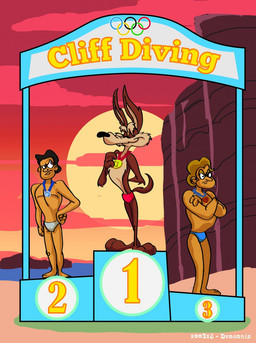 1st_place 3_toes 4_fingers abstract_background angry anthro arm_tuft athletic athletic_anthro athletic_male barefoot belly biped black_eyes black_hair black_nose blonde_eyebrows blonde_hair blue_clothing blue_speedo blue_swimwear brown_body brown_fur calf_tuft canyon chest_tuft clothed clothing cloud cloudy_sky contest crossed_arms desert elbow_tuft eyebrows eyes_closed feet fingers fist fist_on_hip fur glance gold_medal grey_clothing grey_speedo grey_swimwear grin group hair hand_behind_back hand_on_chest hand_on_hip hand_on_own_hip happy humanoid_hands humanoid_heel leg_tuft looking_at_another male medal multicolored_body multicolored_fur orange_eyes outside paws pecs plantigrade pose proud red_clothing red_clouds red_sky red_speedo red_swimwear ribs sand shadow skinny sky skyscape smile smirk smug smug_expression smug_face smug_grin speedo speedo_only standing sun swimwear tan_belly tan_body tan_eyebrows tan_fur tan_skin text toes topless trio tuft two_tone_body two_tone_fur white_sclera winner yellow_text stevethedragon looney_tunes olympics warner_brothers wile_e._coyote canid canine canis coyote human mammal 2010 artist_name colored dated digital_drawing_(artwork) digital_media_(artwork) english_text hi_res pinup
