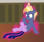 alternate_form blonde_hair blue_eyes crown cutie_mark freckles glowing hair headgear inside magic male sitting solo tiara transformation badumsquish friendship_is_magic hasbro my_little_pony star_tracker_(mlp) twilight_sparkle_(mlp) equid equine horse mammal pony hi_res