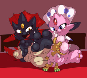 3_toes ambiguous_gender anthro barefoot bed bedroom claws countershade_feet countershading defeated digit_ring feathers feet feet_tease foot_fetish foot_focus foot_lick foot_play fur furniture green_markings group jewelry licking male markings micro nude paws pink_body pink_fur pink_soles pink_tail plantigrade pokemorph presenting purple_eyes ring scar simple_background smile soles tail toe_claws toe_ring toes tongue trio two_tone_feet two_tone_paws wrinkled_feet wrinkles yellow_body yellow_fur artguyidk nintendo pokemon easel_(character) fan_character kerolink mamoru_the_shrinking_bun generation_4_pokemon lagomorph leporid mammal pokemon_(species) rabbit weavile absurd_res colored digital_media_(artwork) full-length_portrait hi_res portrait shaded watermark