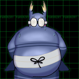 anthro barazoku belly blue_body blush bodily_fluids eyewear glasses hands_behind_back looking_at_viewer male male/male pecs simple_background solo standing sweat wearing_glasses furkazry deltarune undertale_(series) arthropod beetle insect shinobeetle 1:1 hi_res shaded simple_shading