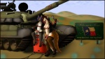 anthro black_border black_hair border breasts clothing duo erection eyewear genitals glasses gynomorph hair humanoid_pointy_ears intersex legwear long_hair nude penis pointy_ears purple_hair russian soviet_union stockings t-80_(tank) t-80ud_(tank) tail tank texas toolbox uniform vehicle hyenatig_(artist) helena_lachette_(character) val_mal canid canine canis domestic_dog hybrid mammal tamaskan_dog hi_res