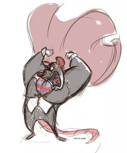 anthro bottomwear cape clothed clothing collared_shirt dress_shirt fangs fur male open_mouth pants shirt solo teeth tongue topwear dutch_(artist) disney the_great_mouse_detective professor_padraic_ratigan mammal murid murine rat rodent 2018 digital_media_(artwork) hi_res sketch