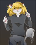 ambiguous_gender anthro bottomwear clothing fur hoodie pants solo topwear white_body white_fur yellow_body yellow_eyes yellow_fur coffinberry tass_(tassy) felid hybrid liger lion mammal pantherine 4:5 absurd_res digital_media_(artwork) hi_res