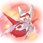 ambiguous_gender clothing cosplay costume evolutionary_stone fangs feathers feral mega_stone open_mouth pokemon_costume red_body red_feathers solo teeth tongue white_body white_feathers ecru_(artist) nintendo pokemon generation_3_pokemon generation_6_pokemon latias legendary_pokemon mega_evolution mega_latias pokemon_(species) 1:1