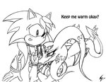 anthro areola_outline blush bottomwear breasts clothed clothing duo female gloves hair handwear male markings nipple_outline open_mouth text topwear viroveteruscy sega sonic_the_hedgehog_(series) world_gates essence_(viroveteruscy) fan_character runnic_(darkhedgehog23) demon eulipotyphlan gateon hedgehog mammal 2015 black_and_white english_text line_art monochrome