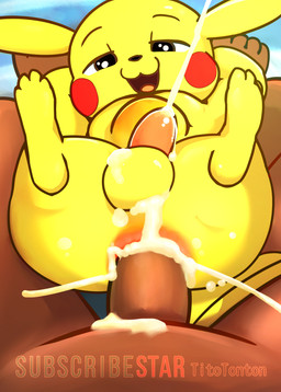 abdominal_bulge anal anal_orgasm anal_penetration anthro anus balls balls_deep beach big_butt bodily_fluids brown_body butt cum cum_in_ass cum_inflation cum_inside cum_on_body cum_while_penetrated cumshot duo ejaculation feet feral first_person_view genital_fluids genitals half-closed_eyes hands-free hindpaw inflation interspecies legs_up looking_at_viewer lying male male/male narrowed_eyes nude on_back open_mouth orgasm paws penetration penile penile_penetration penis penis_in_ass pokephilia public public_sex sex sitting spread_anus spread_legs spreading summer tapering_penis thick_thighs yellow_body tito-tonton nintendo pokemon ambiguous_species generation_1_pokemon human mammal pikachu pokemon_(species) absurd_res hi_res