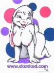 all_fours anthro big_breasts bodily_fluids breasts drooling female natural_breasts nipples nude saliva solo text desiree_lee ivory_(btt) lagomorph leporid mammal rabbit 2005