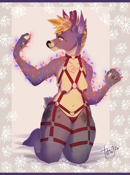 anthro antlers bdsm breasts christmas_clothing clothing curvy_figure female gidéonne harness holidays horn medium_breasts nipple_piercing nipples nude orange_eyes piercing pose sagging_breasts scut_tail short_tail solo tail thick_thighs wide_hips winter toboshiro christmas deer mammal 2020 digital_media_(artwork) hi_res letterbox pinup