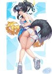 ambiguous_gender black_hair bodily_fluids bottomwear breasts butt cheerleader clothed clothing clothing_aside disembodied_hand duo female female/ambiguous genitals hair panties panties_aside pom_poms pussy skirt solo_focus sweat underwear underwear_aside upskirt gonster blue_archive hibiki_nekozuka animal_humanoid canid canid_humanoid canine canine_humanoid dog_humanoid humanoid mammal mammal_humanoid censored hi_res