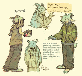 anthro clothing controller dog_tags fur game_controller horn jacket male shy solo tail text topwear white_body white_fur wristband featherspiral undertale undertale_(series) asriel_dreemurr boss_monster_(undertale) bovid caprine goat mammal english_text sketch