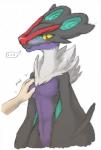 anthro blush breast_grab breasts disembodied_hand duo featureless_breasts female grope hand_on_breast solo_focus text 1oi conditional_dnp nintendo pokemon generation_6_pokemon noivern pokemon_(species) hi_res