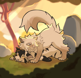 black_body black_fur detailed_background duo feral feral_on_feral fur male male/male multicolored_body multicolored_fur plant rock sex tan_body tan_fur tree littleperrito warriors_(book_series) brighteye_(brighteyefeline) fan_character shadowleap_(shadowleapff) domestic_cat felid feline felis mammal 2026 hi_res shaded