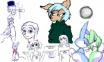 anthro clothed clothing duo looking_at_viewer looking_back male off_shoulder skycow solo tail young tech_support_dog flockdraw human lagomorph leporid mammal mouse murid murine rabbit rodent unknown_species pb_(disambiguation) 5:3 multiple_images sketch