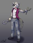 alternative_fashion blue_ripped_jeans clothing hair_covering_one_eye hook jacket male punk purple_clothing purple_jacket purple_topwear rock_(genre) tongue topwear bear213 badger mammal mustelid musteline hi_res